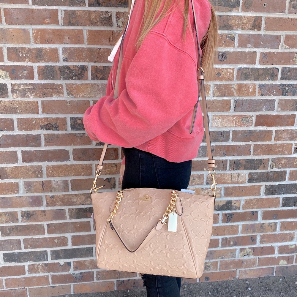 Coach, New, Light Rose Logo Satchel!